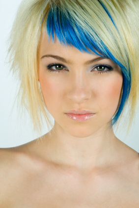 choppy blonde and blue